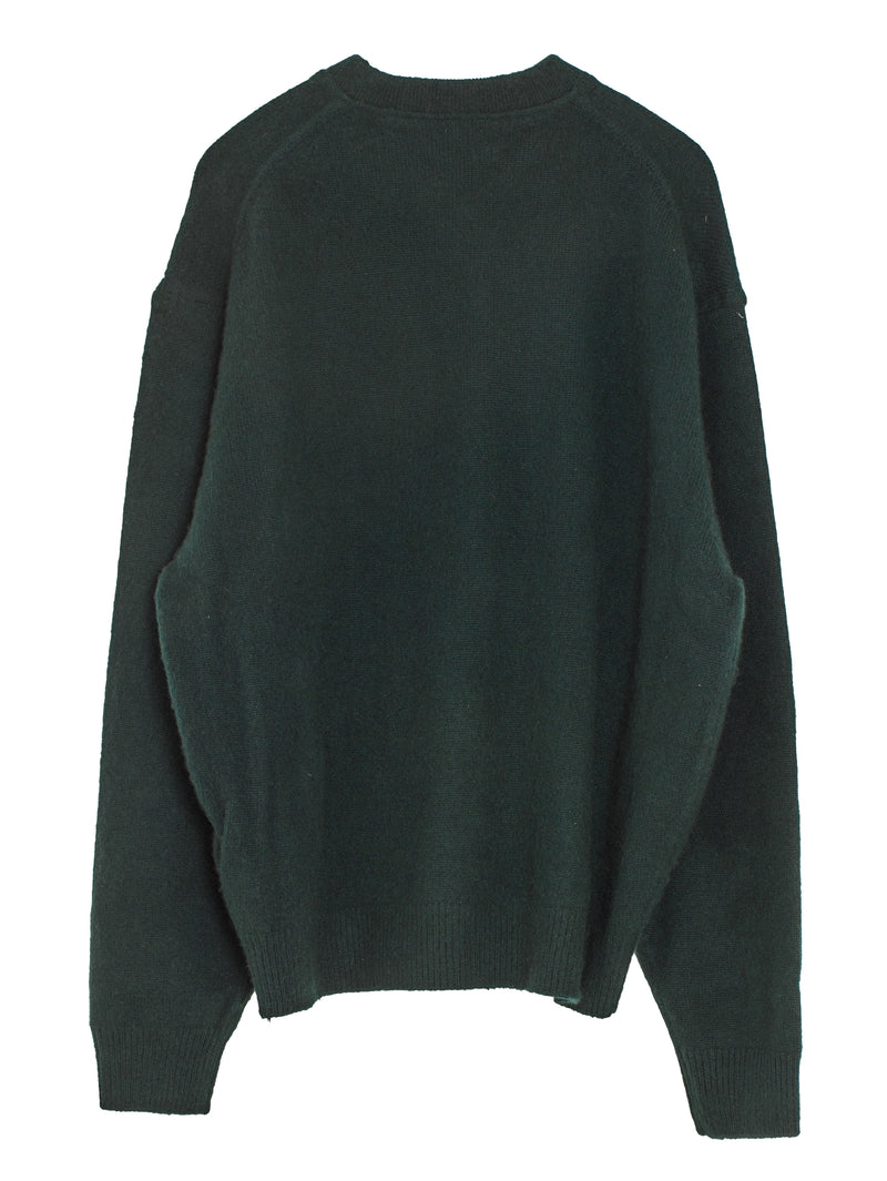 Cashmere Middle Gauge Henley Neck Sweater Green