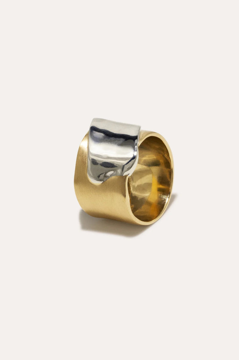 Ribbon Rhodium And Gold Plated Ring