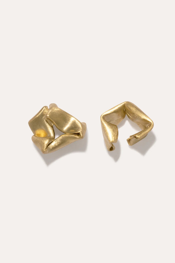 Folded Then Crumpled Gold Vermeil Earrings
