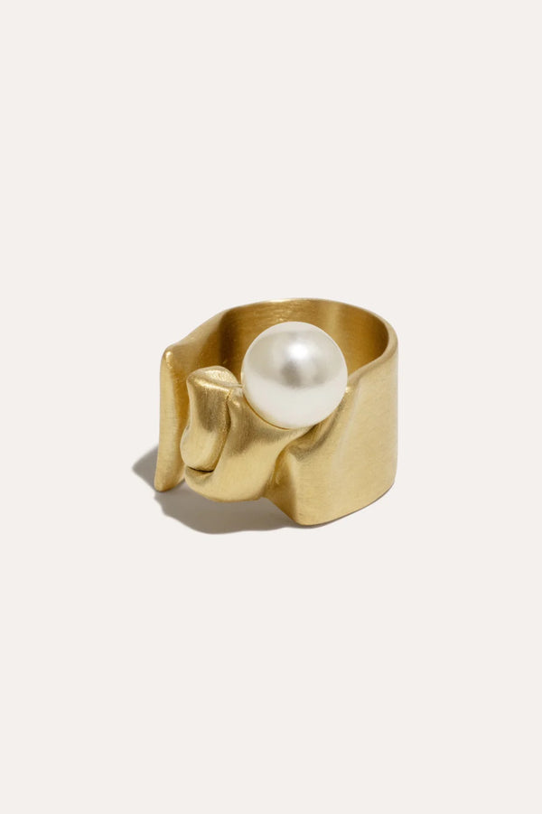 Crumple Pearl and Gold Vermeil Ring