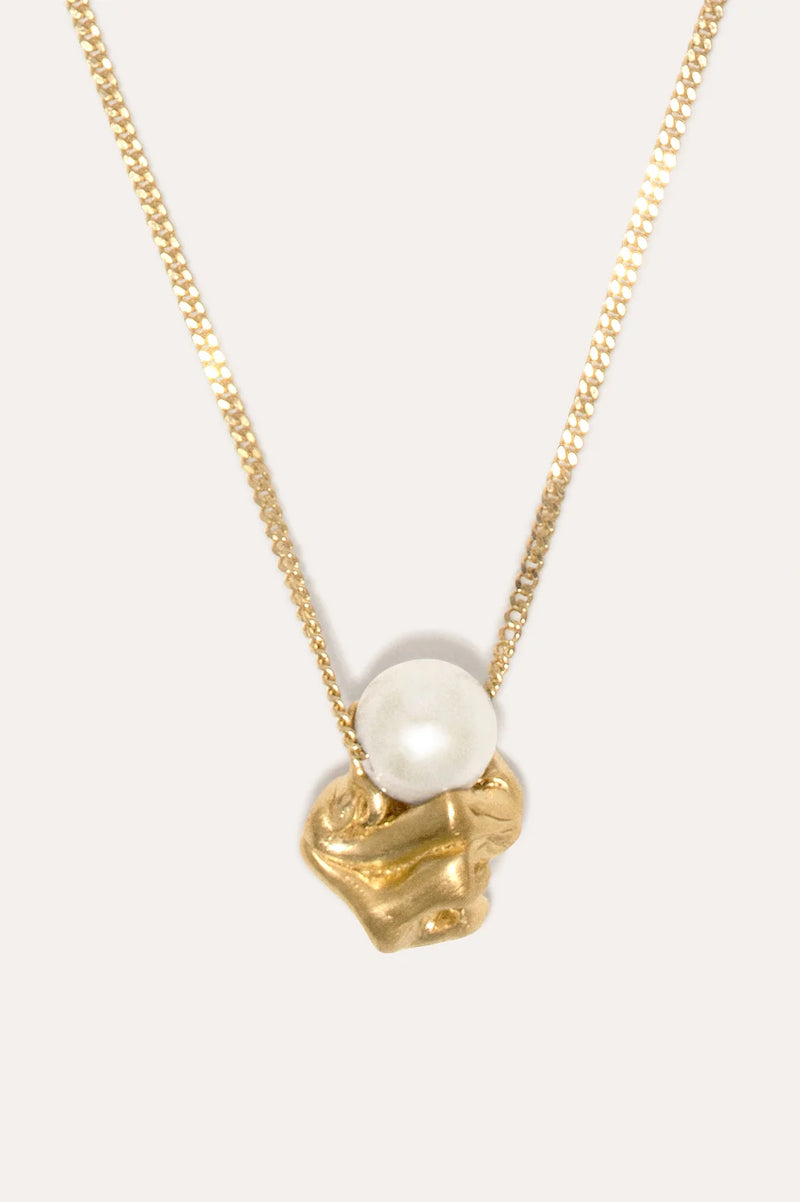 Notsobig Crumple Pearl and Gold Vermeil Pendant