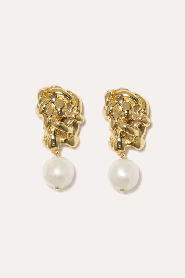 The Paths of Memory Gold Plated Earrings With Pearls