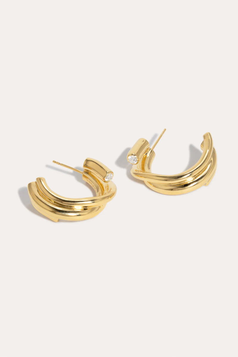 Zirconia and Recycled Gold Vermeil Earrings