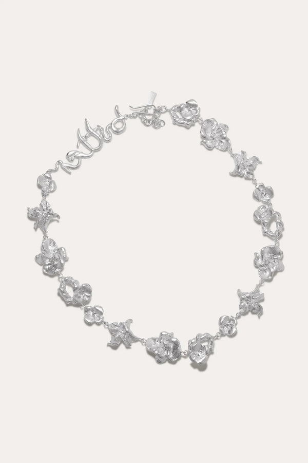 R2243 Sculptural Word Silver Necklace