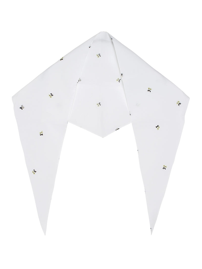 Foulard Popeline White Flowers