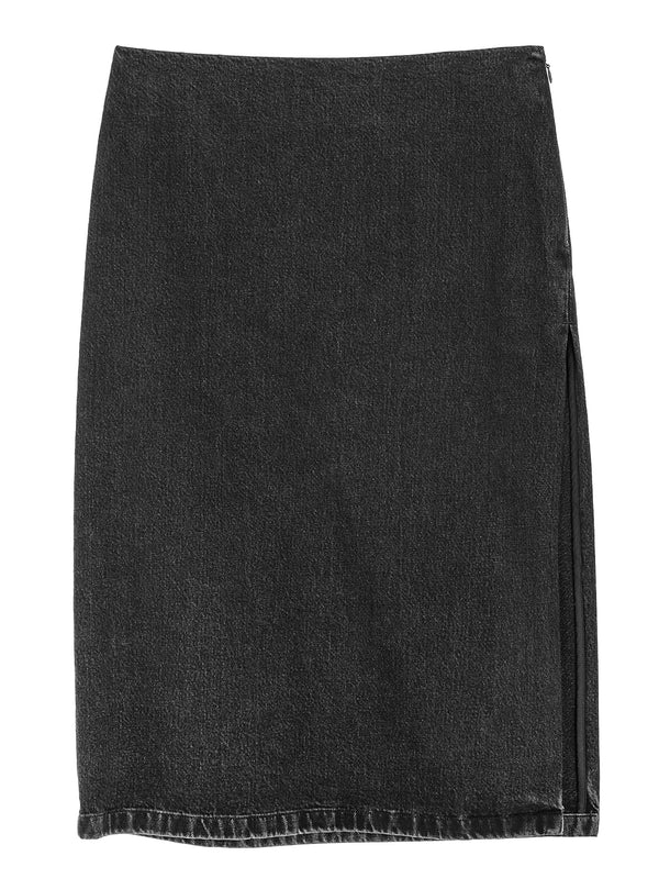 Denim Washed Skirt Anthracite