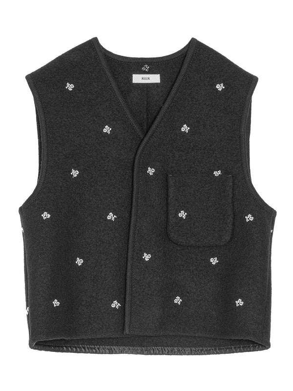 Walker Flowers Gilet City Black Flowers Felted