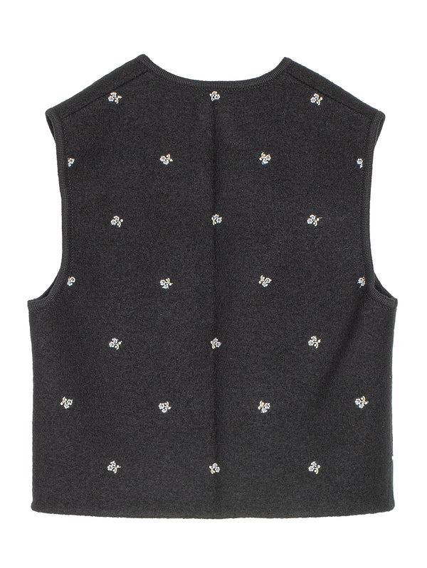 Walker Flowers Gilet City Black Flowers Felted