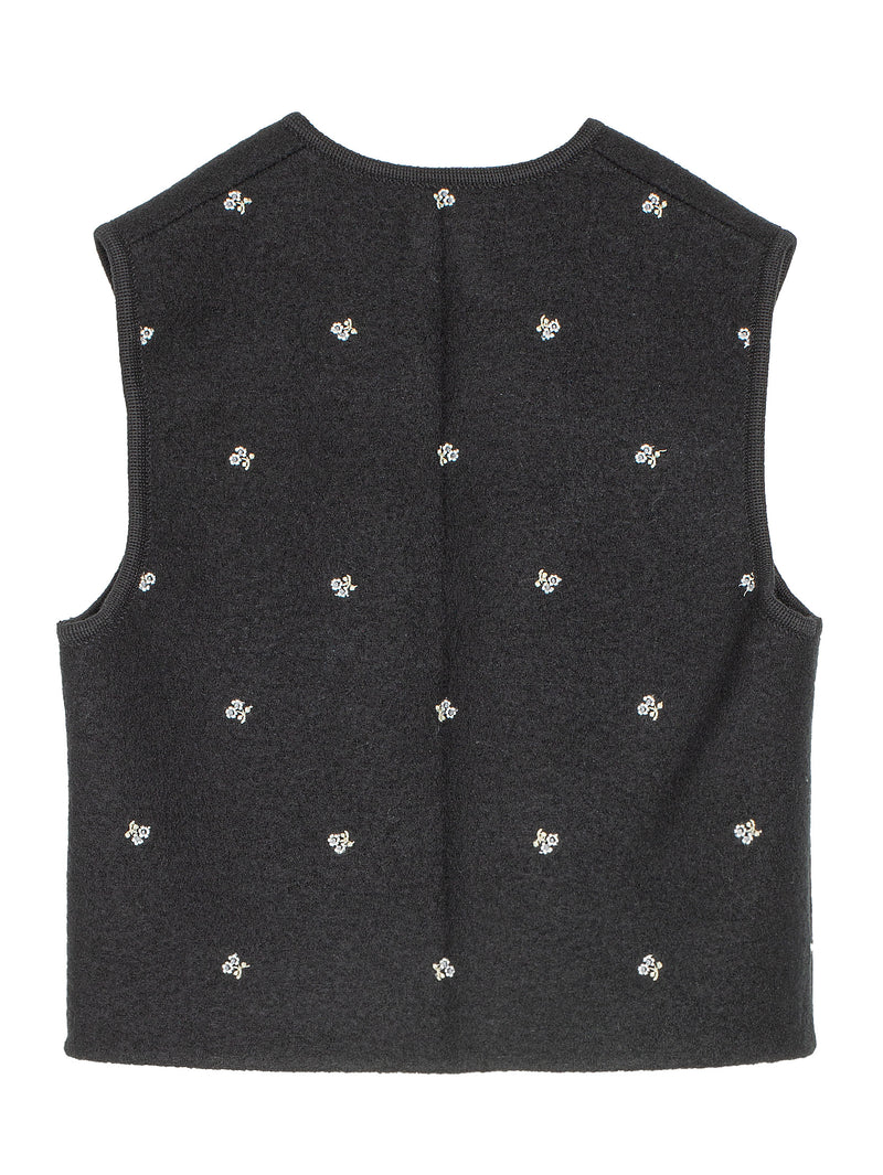 Walker Flowers Gilet City Black Flowers Felted