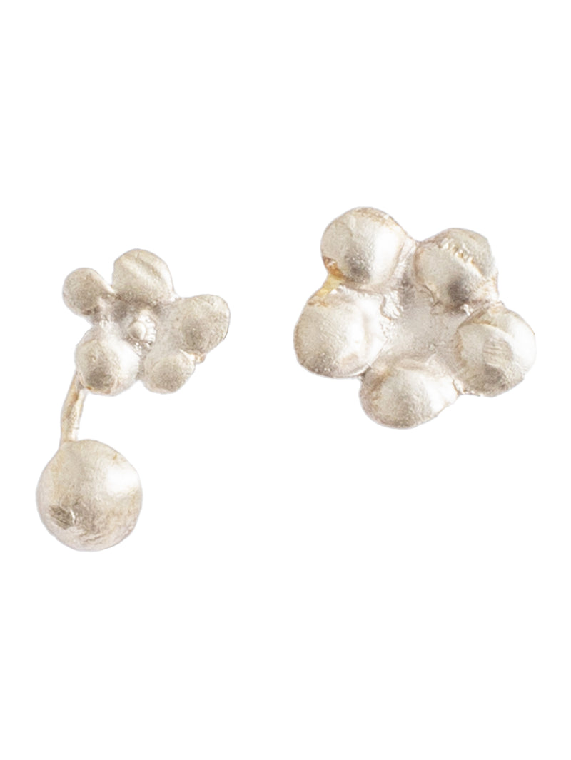 Silver Earrings Studs Brushed