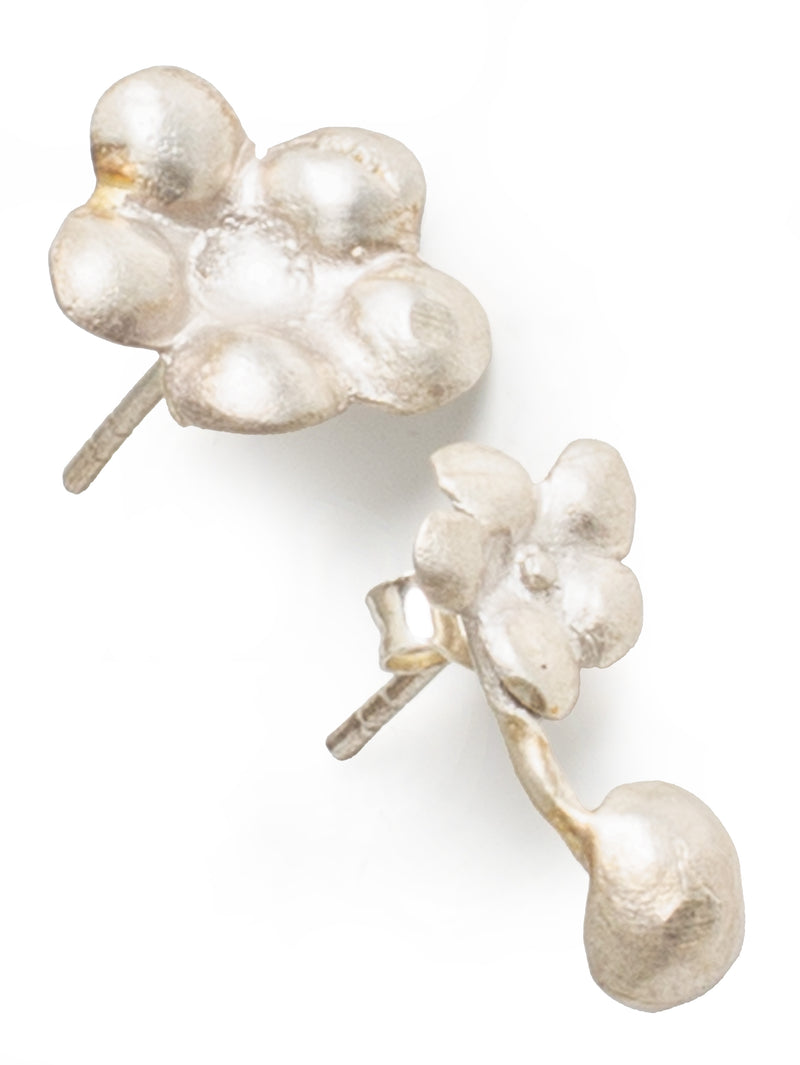 Silver Earrings Studs Brushed