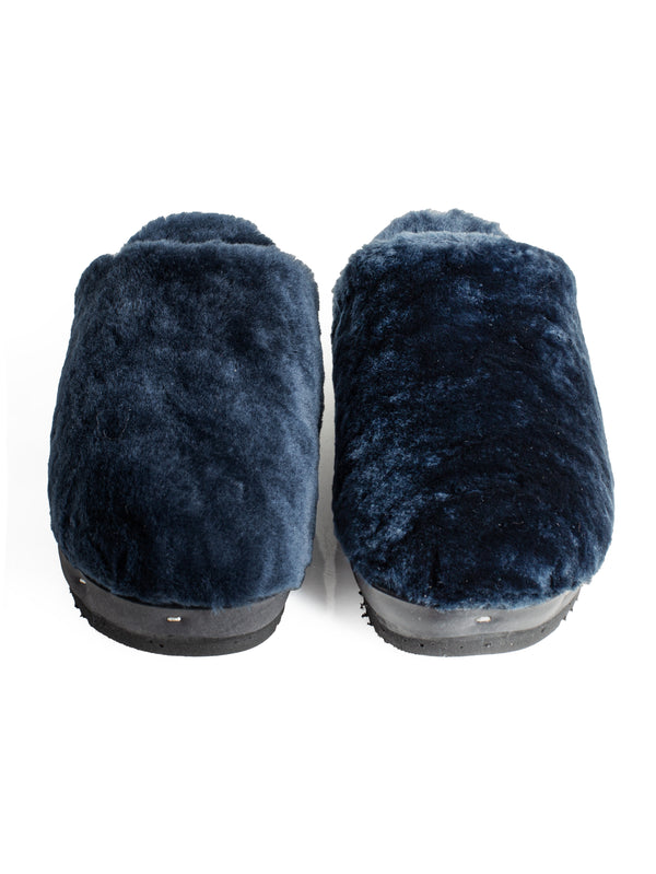 Panto Fully Dark Sole Shearling Clog Blue