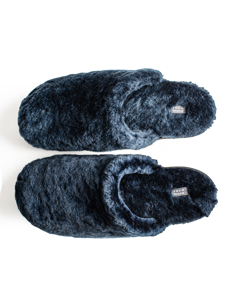 Panto Fully Dark Sole Shearling Clog Blue