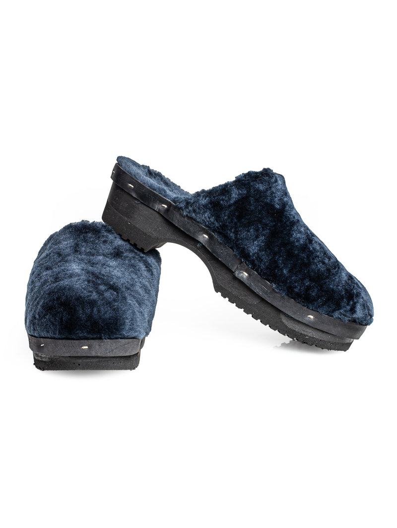 Panto Fully Dark Sole Shearling Clog Blue