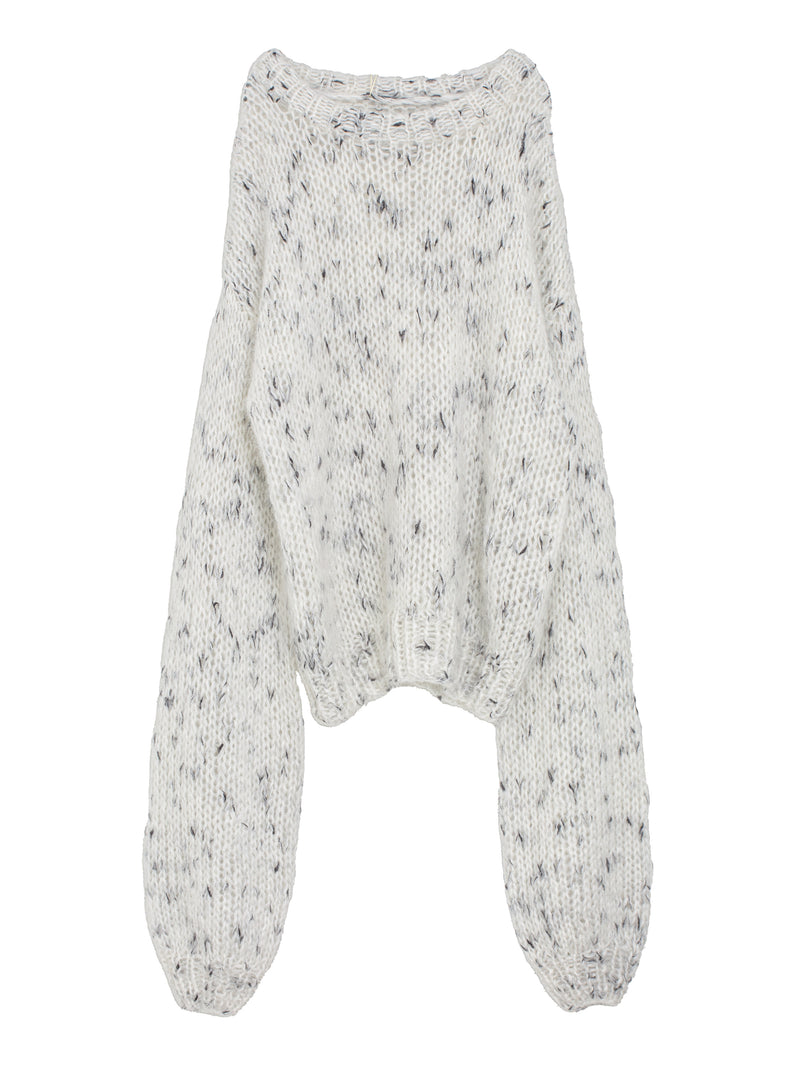 Pullo Oversized Knit White Pink Dots