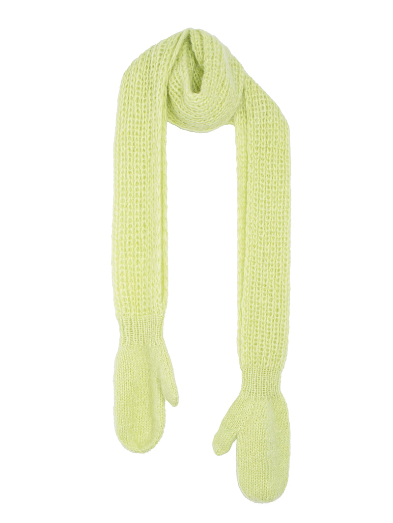 Mittens Scarf Combo Knit Lime