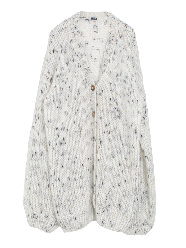Long Cardigan Knit White Pink Dots