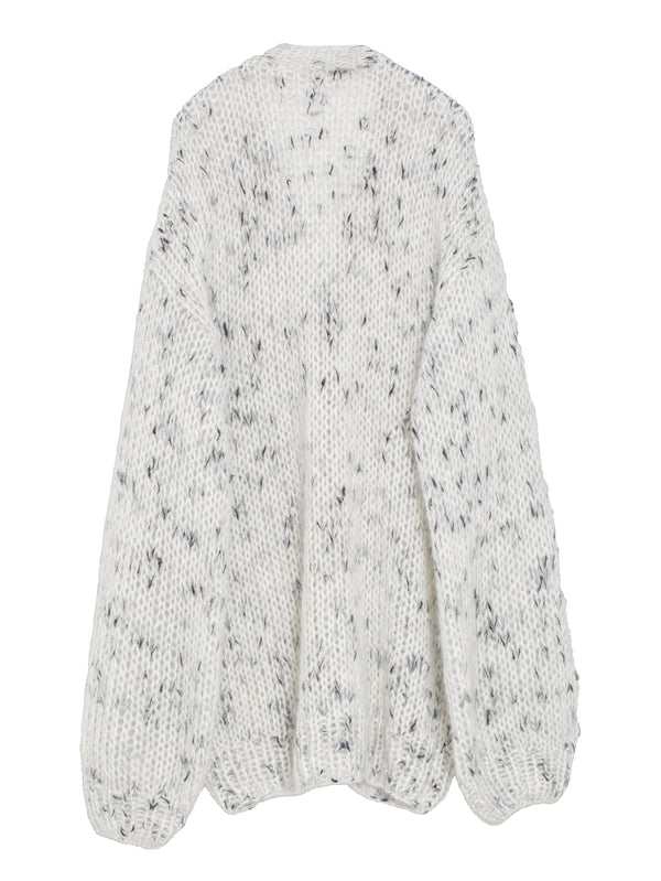 Long Cardigan Knit White Pink Dots