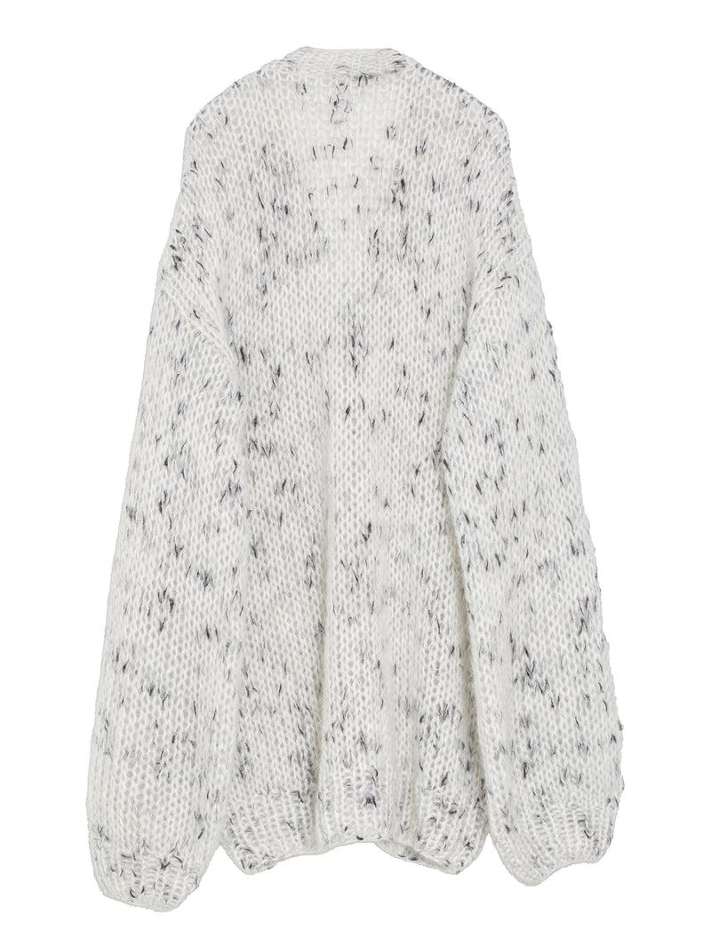 Long Cardigan Knit White Pink Dots