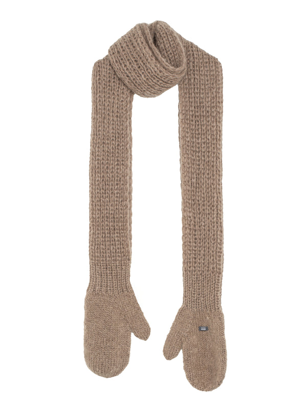 Mittens Scarf Combo Knit Camel