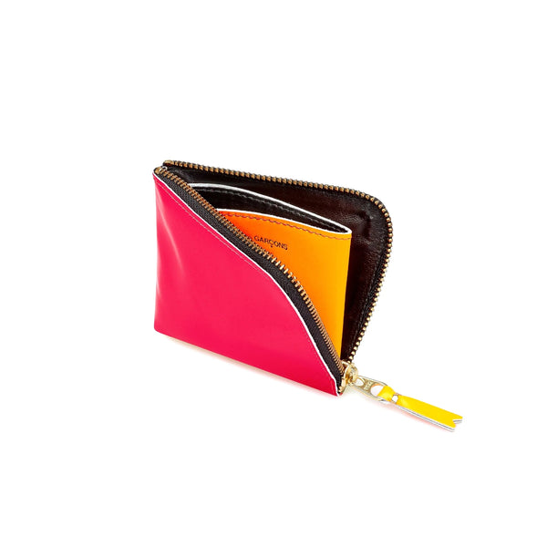 CDG Super Fluo Side Zip Wallet Pink/Yellow