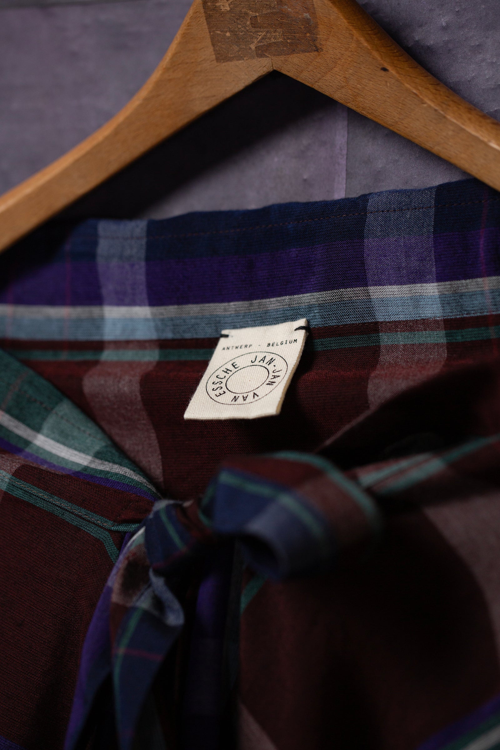 Jan-Jan Van Essche Scarf Nr. 33 Madras I Bordeaux Purple Green – Opia