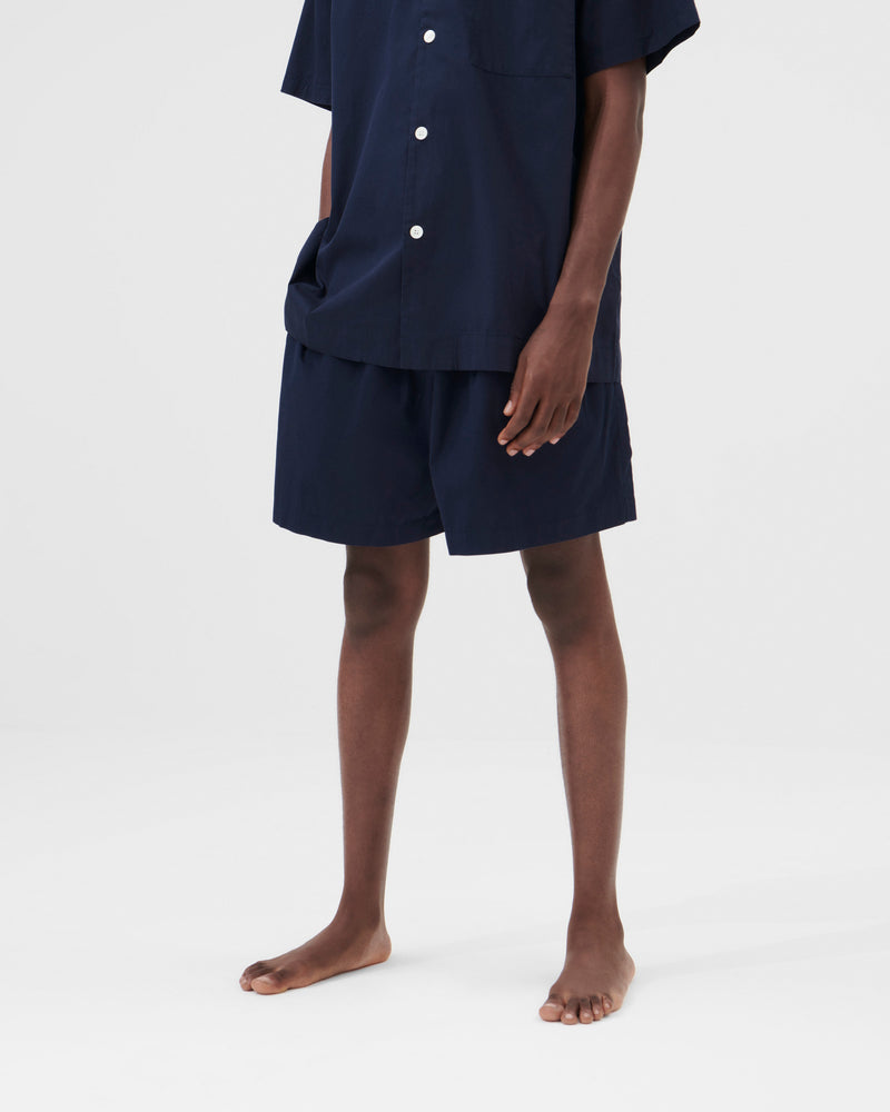 Cotton Poplin Pyjamas Shorts True Navy