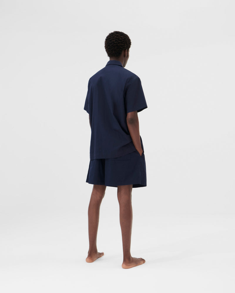 Cotton Poplin Pyjamas Shorts True Navy