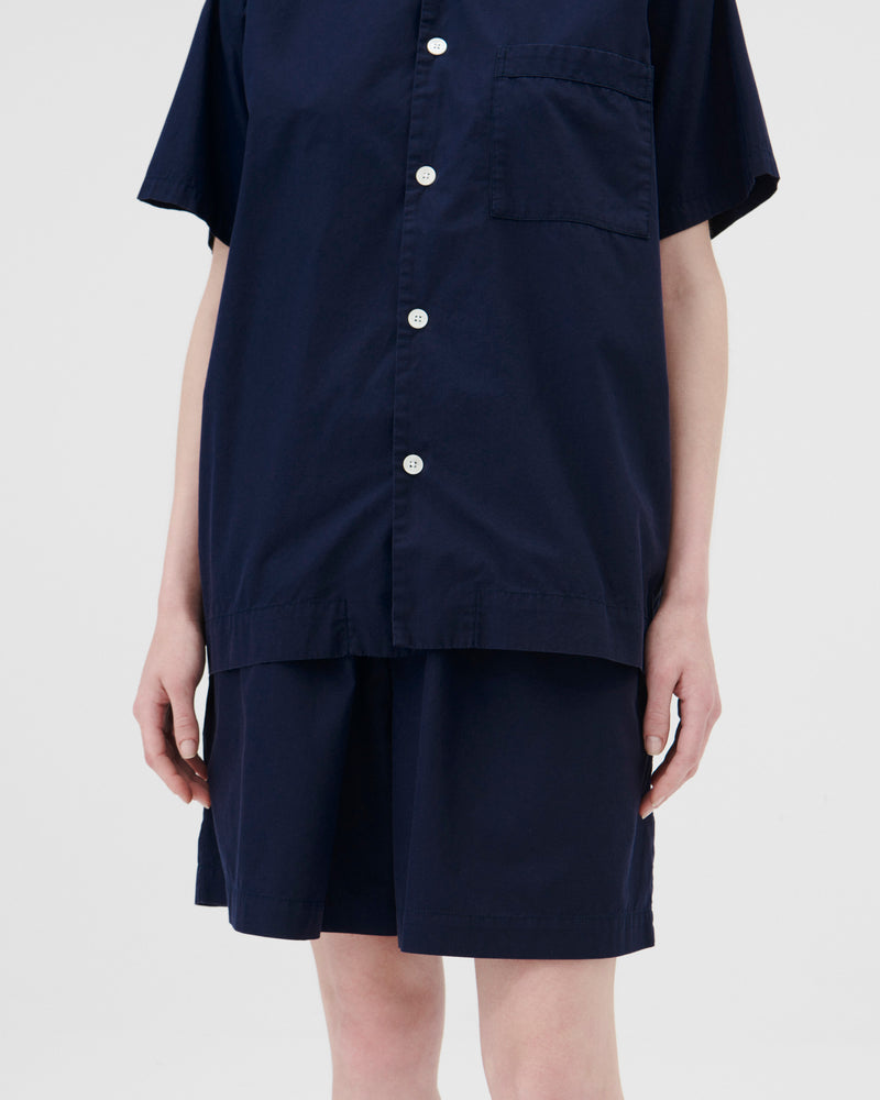 Cotton Poplin Pyjamas Shorts True Navy