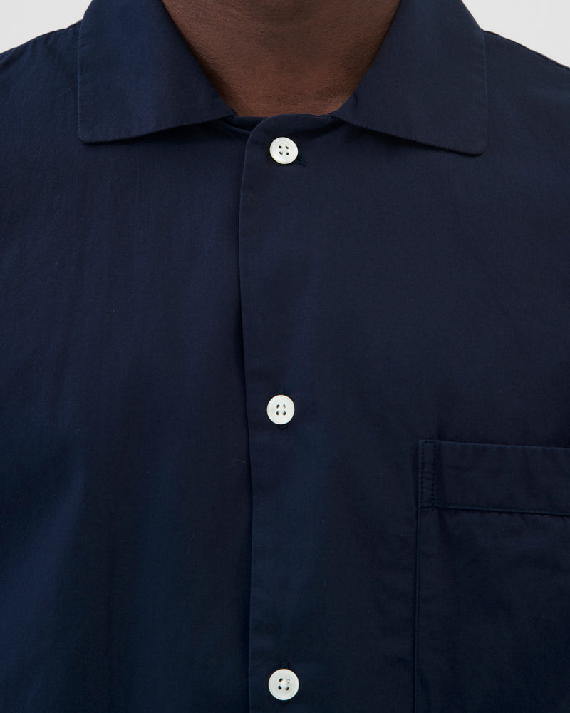 Cotton Poplin Pyjamas Shirt True Navy