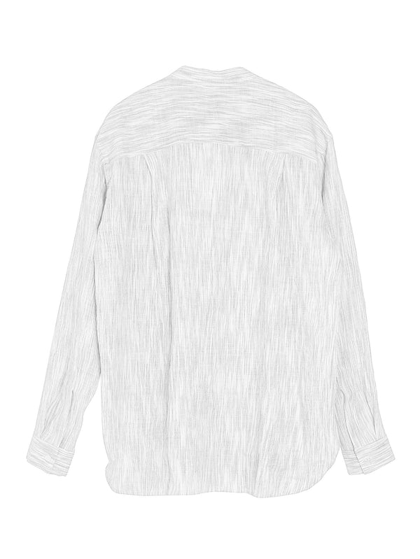 Hand Stitch Kurta Shirt Omi Ikat Crepe Limited White