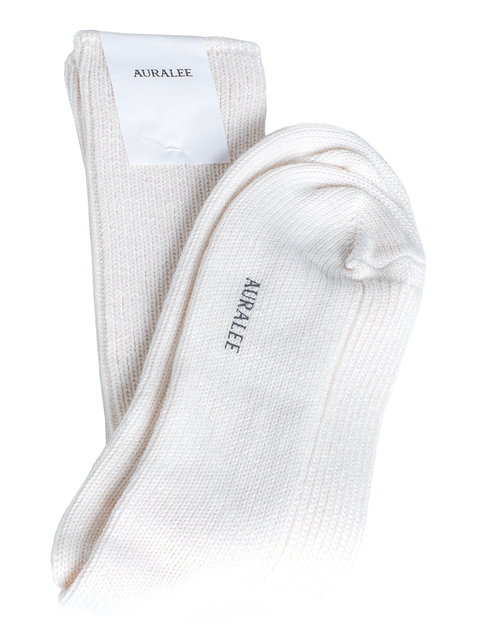 Auralee Men's Cotton Cashmere Low Gauge Socks Ivory – Opia