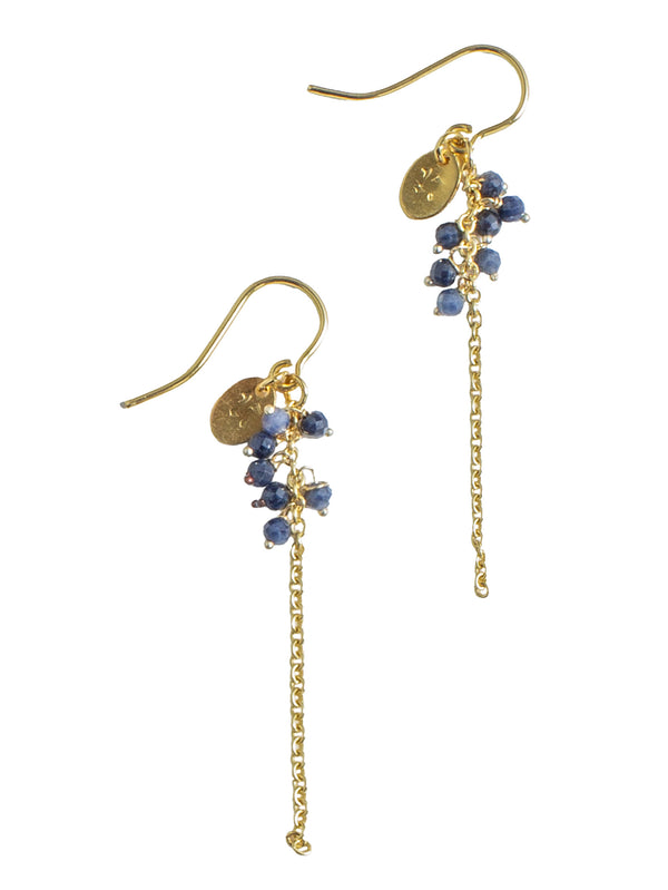 00814 Gold Plated Earrings Sapphire Blue