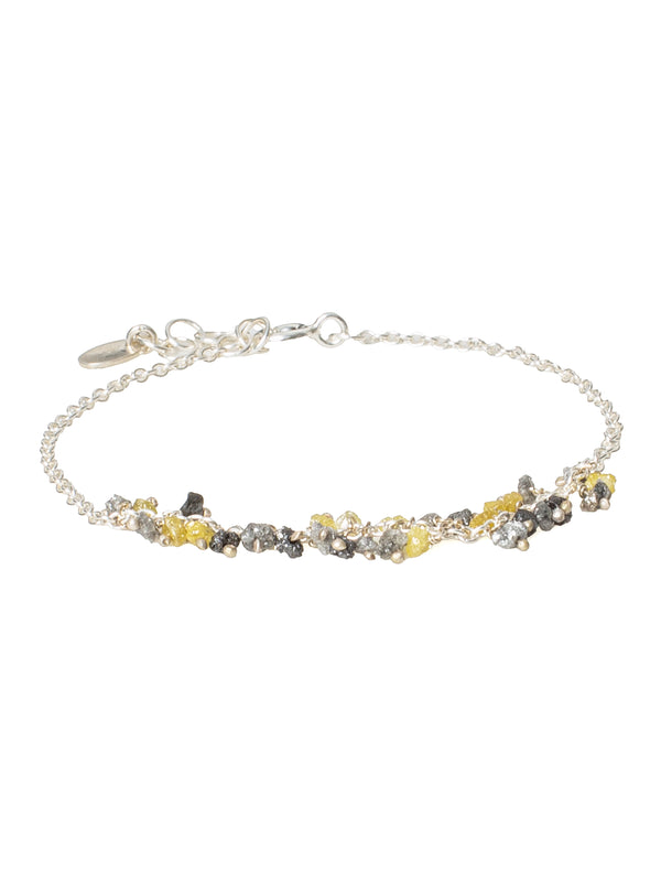 018.35 Yellow And Grey Diamonds Silver Bracelet