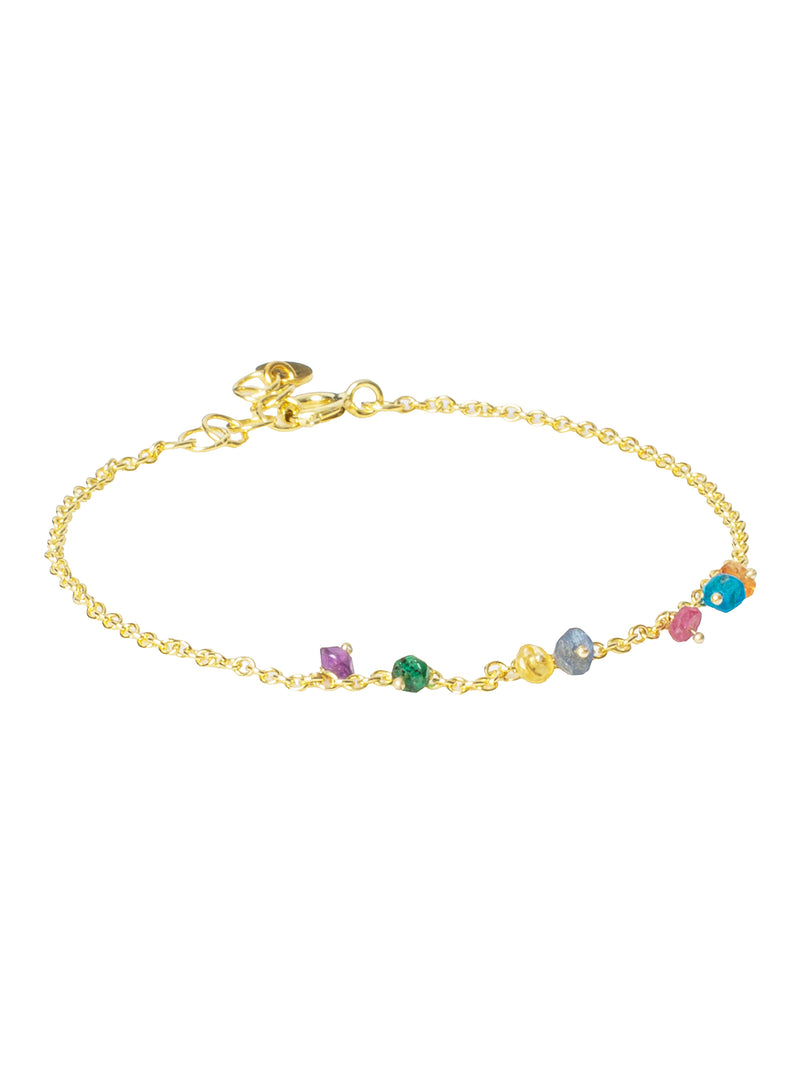018.07 Gold Plated Silver Gems Bracelet