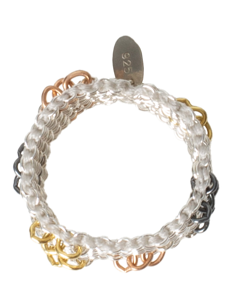 006.09 Rose Gold Plated Oxidized Silver Silk Ring