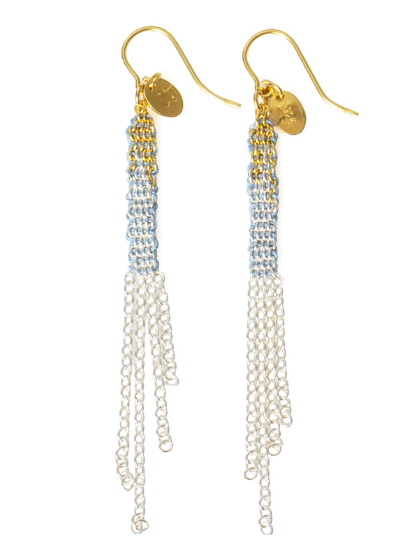 008.04 Gold Plated SIlver Silk Earrings Light Blue