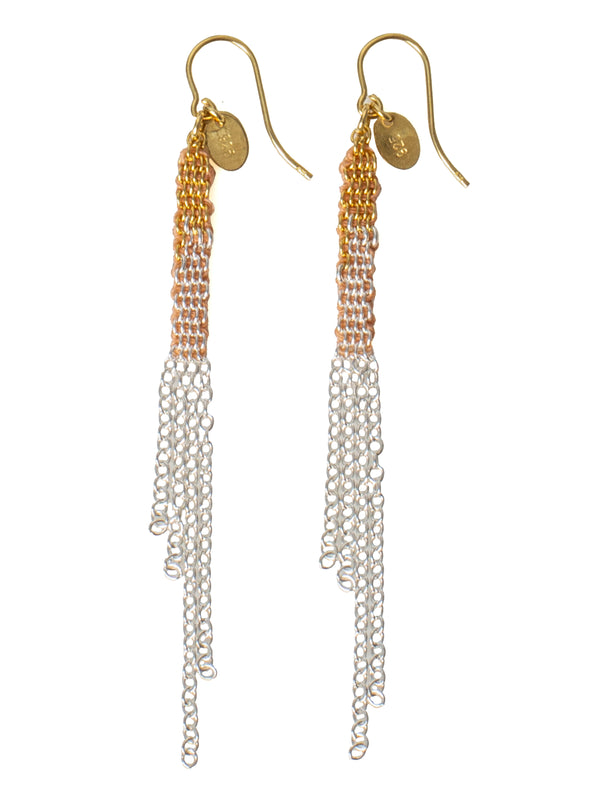 008.04 Gold Plated SIlver Silk Earrings Pink