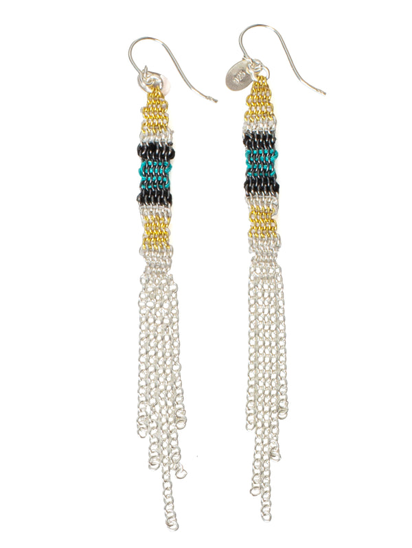 008.05 Gold Plated Oxidized Silver Silk Earrings