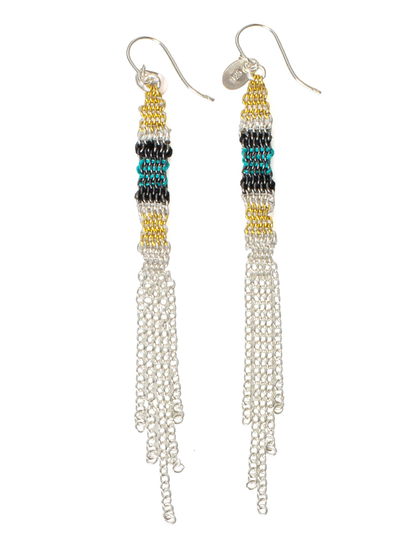 008.05 Gold Plated Oxidized Silver Silk Earrings