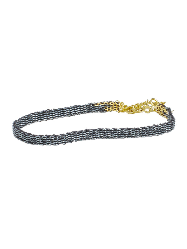 01804 Gold Plated SIlver Oxidized Bracelet