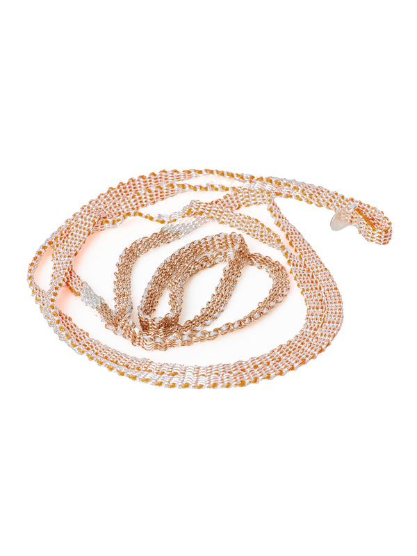 090.04 Gold Plated Silver Silk Necklace Neon Pink