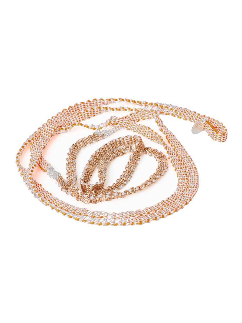 090.04 Gold Plated Silver Silk Necklace Neon Pink