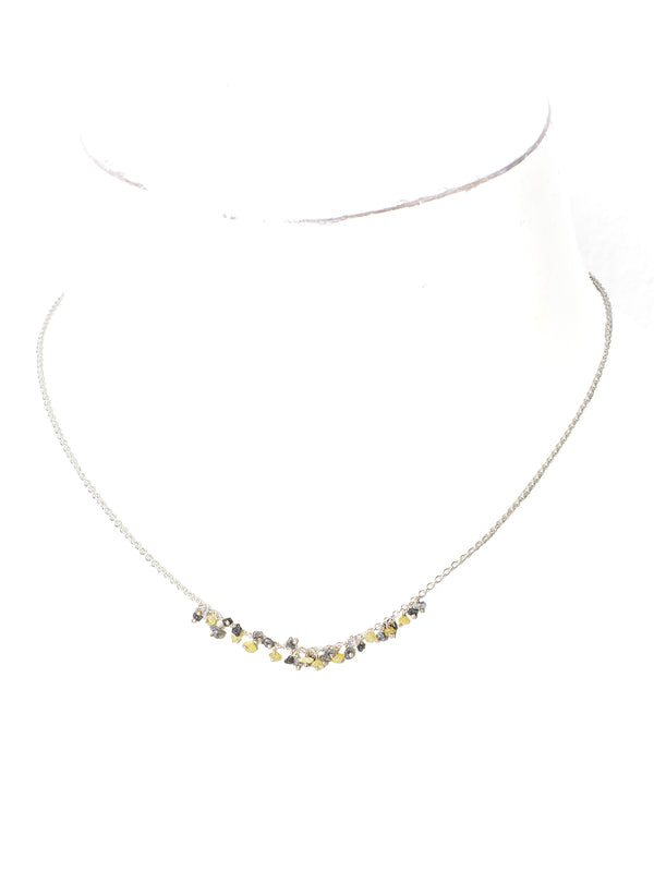 045.35 Yellow And Grey Diamonds Silver Necklace