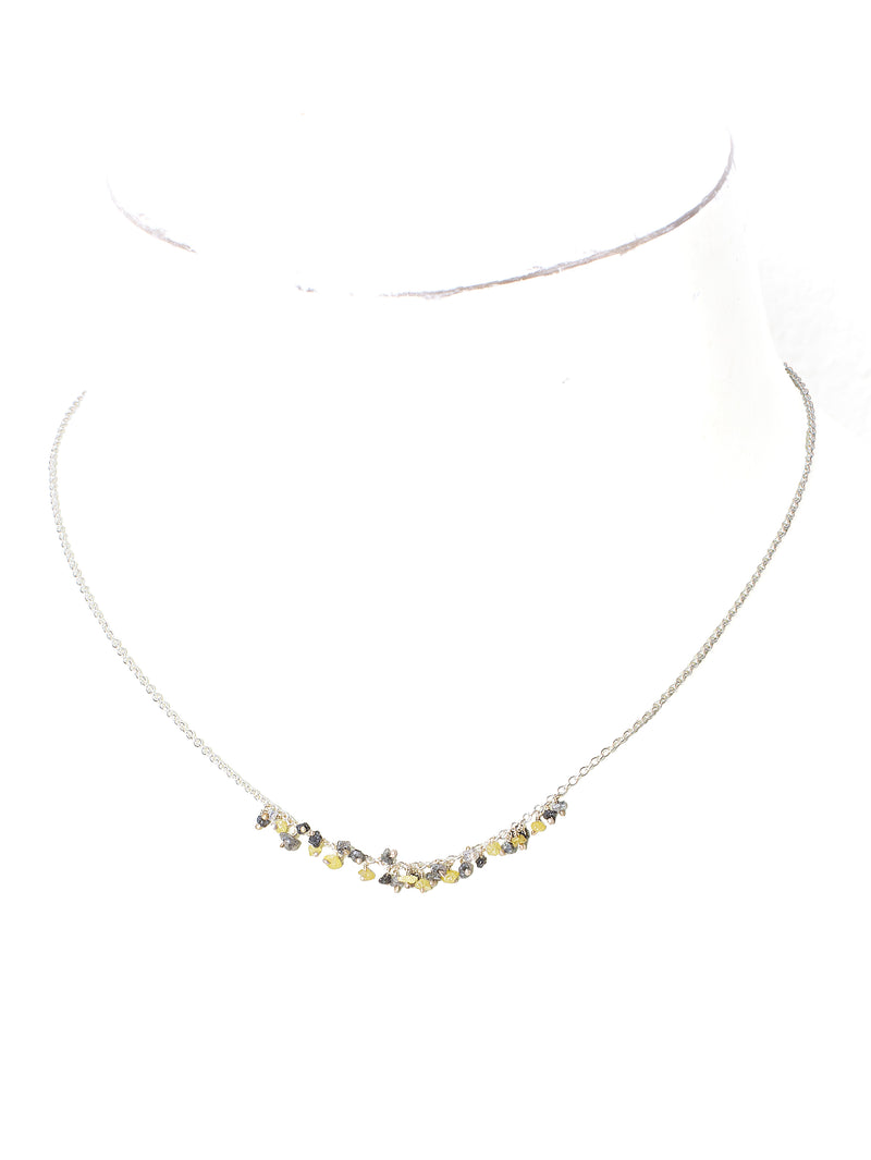 045.35 Yellow And Grey Diamonds Silver Necklace