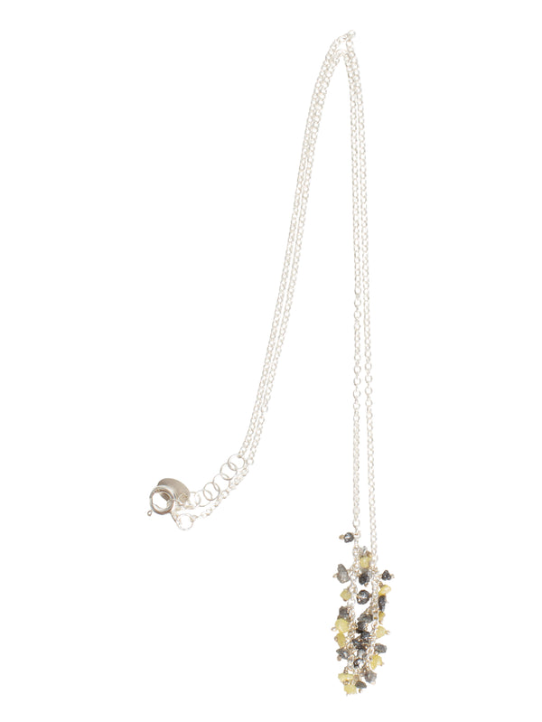 045.35 Yellow And Grey Diamonds Silver Necklace