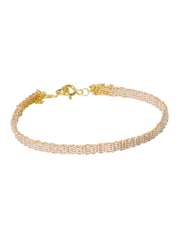 018.04 Gold Plated Silver Silk Bracelet Pink