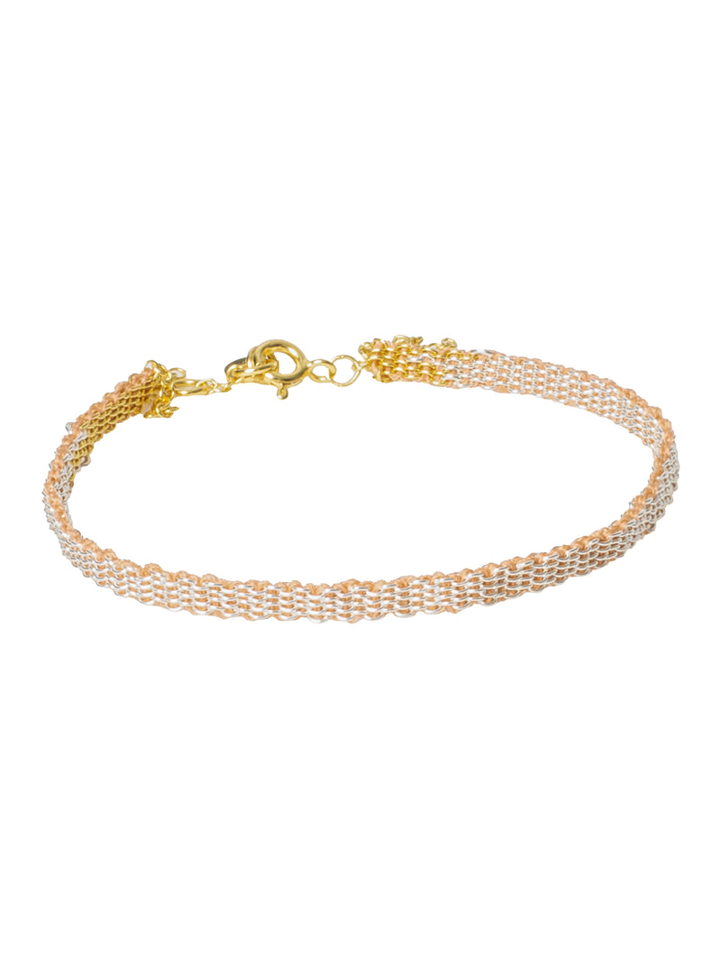 018.04 Gold Plated Silver Silk Bracelet Pink