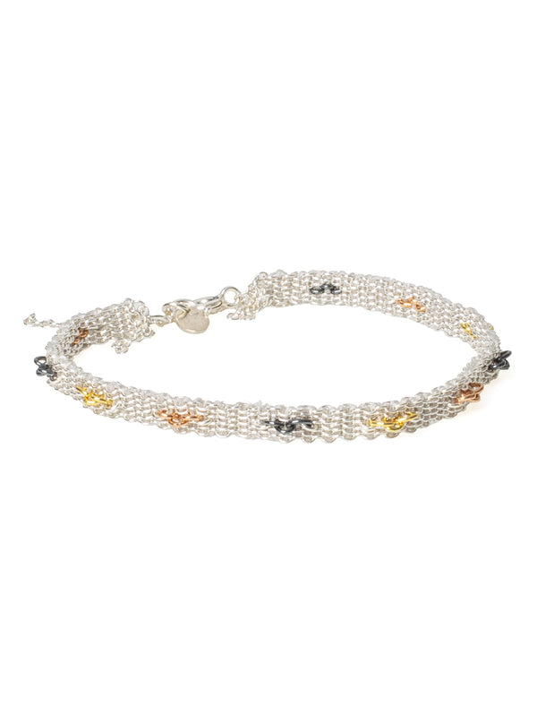 017.09 Rose Gold Plated Oxidized Silver Silk Bracelet