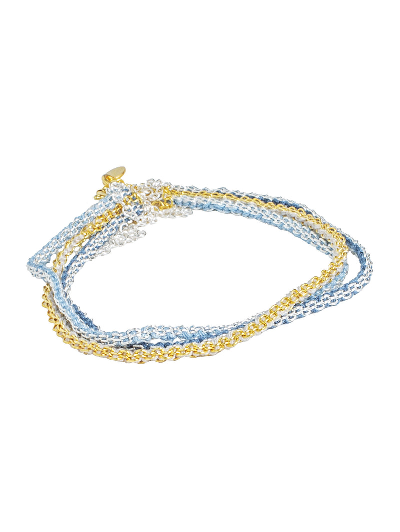 02006 Gold Plated Bracelet Silk Light Blue